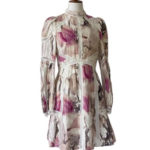 Ted Baker London Dress 4 6 Semi Formal Mini Small Linen Long Sleeve Fleurz $450 - Picture 10 of 17